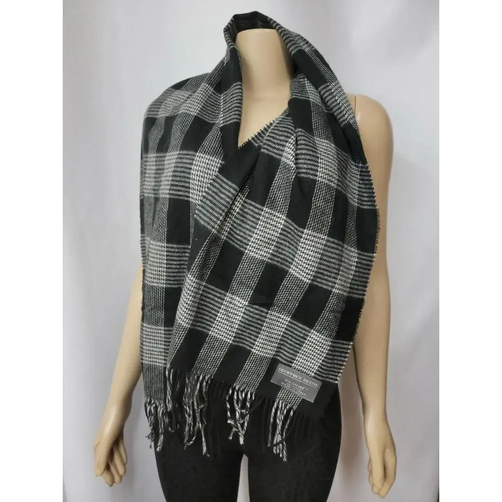 Geoffrey Beene plaid fringed